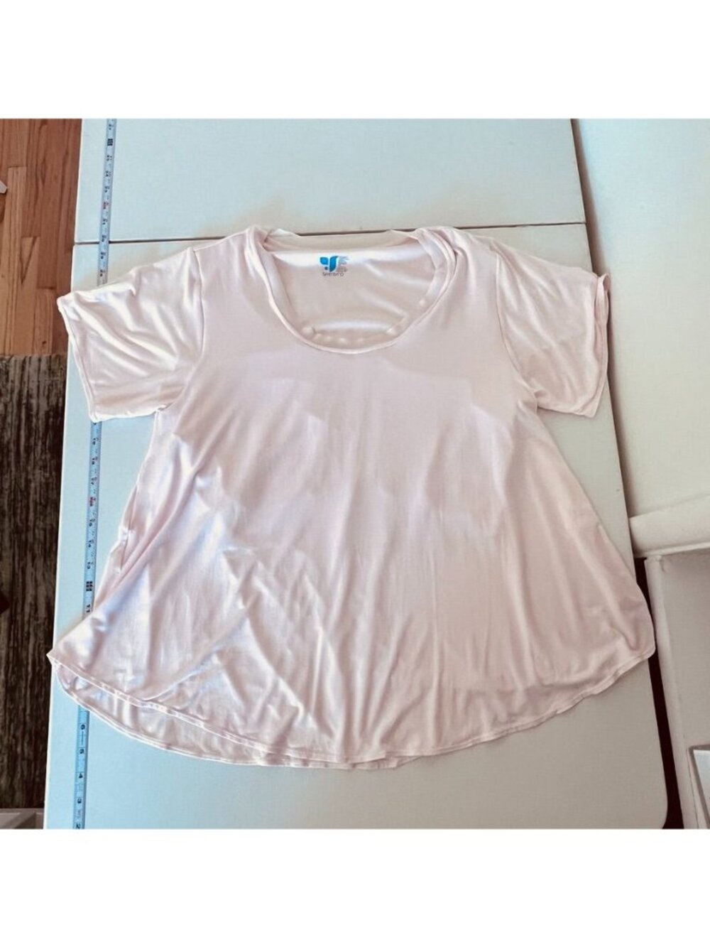 SheBird Built-In Bra Top Pink Modal Knit Scoop Neck Sz 8 D/DD Soft Dreamy Flowy - Picture 4 of 11